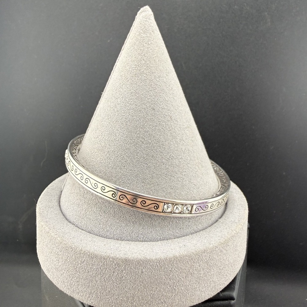 Vintage Brighton Bangle Bracelet Uluwatu Silver Tone Rhinestone 8"